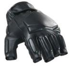 SWAT Tactical Leather Gloves (Half Finger - Black) Small